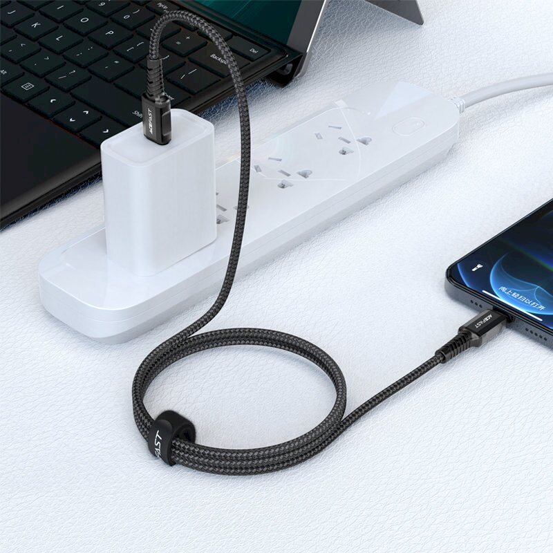 Acefast cable MFI USB Type C - Lightning 1.2m, 30W, 3A black (C1-01 black) цена и информация | Mobiiltelefonide kaablid | hansapost.ee