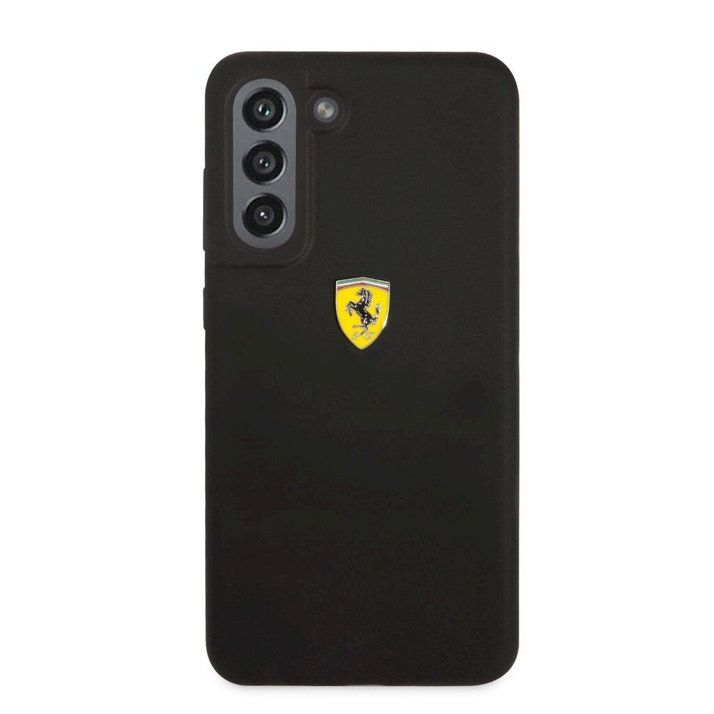 Ferrari Liquid Silicone Metal Logo Case for Samsung Galaxy S21 FE 5G Black цена и информация | Telefonide kaitsekaaned ja -ümbrised | hansapost.ee