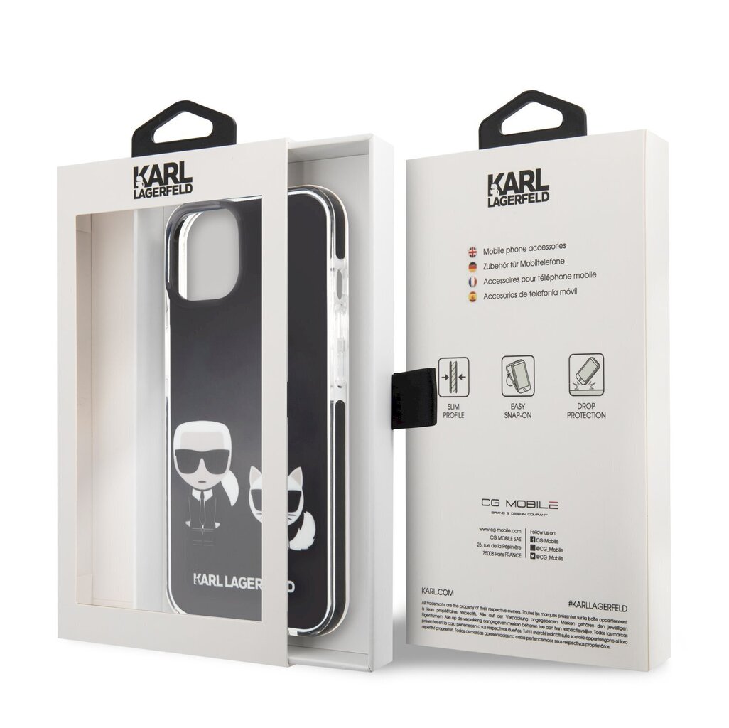 Karl Lagerfeld TPE Karl and Choupette Case for iPhone 13 mini Black hind ja info | Telefonide kaitsekaaned ja -ümbrised | hansapost.ee