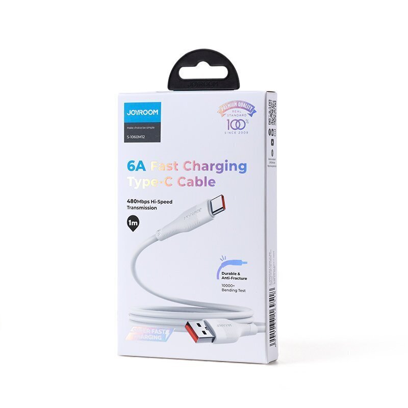 Joyroom USB cable - USB Type C for fast charging / data transmission 6A 1m white (S-1060M12) цена и информация | Mobiiltelefonide kaablid | hansapost.ee