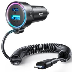 Joyroom 3 in 1 Fast Car Charger with 1.5m 45W Lightning Cable Black (JR-CL08) цена и информация | Зарядные устройства для телефонов | hansapost.ee