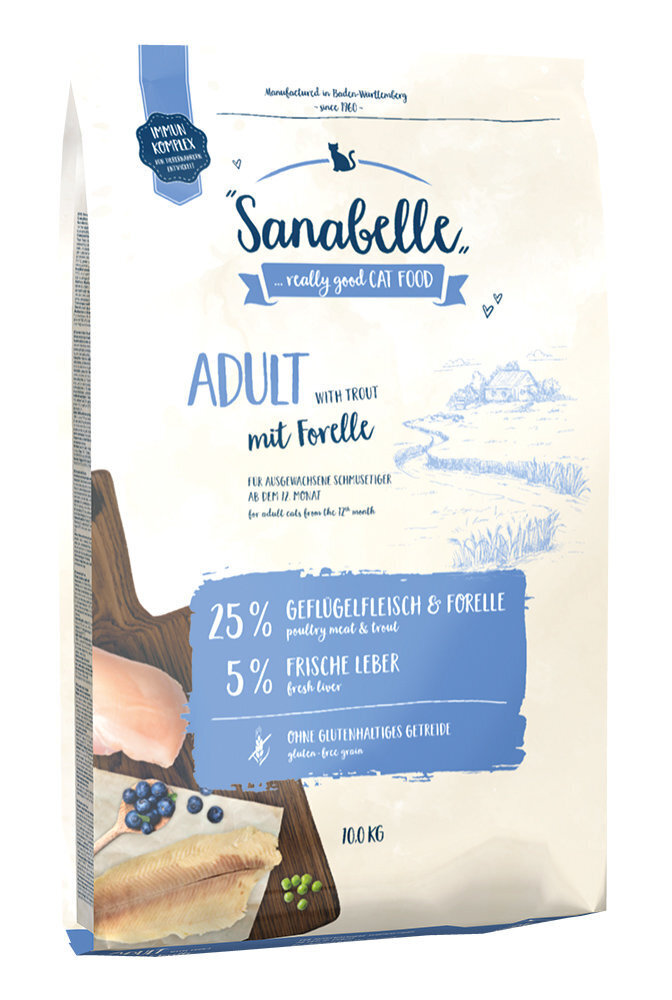 Kuivtoit Sanabelle tubastele kassidele Bosch Petfood Adult Trout, 10 kg цена и информация | Kassi kuivtoit ja kassikrõbinad | hansapost.ee