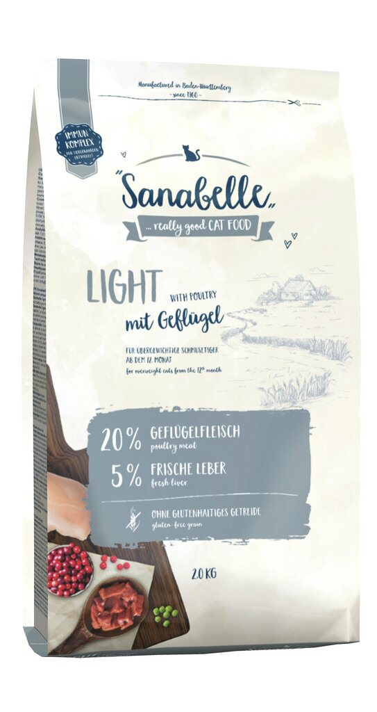 Sanabelle ülekaalulistele kassidele Light, 2 kg hind ja info | Kassi kuivtoit ja kassikrõbinad | hansapost.ee