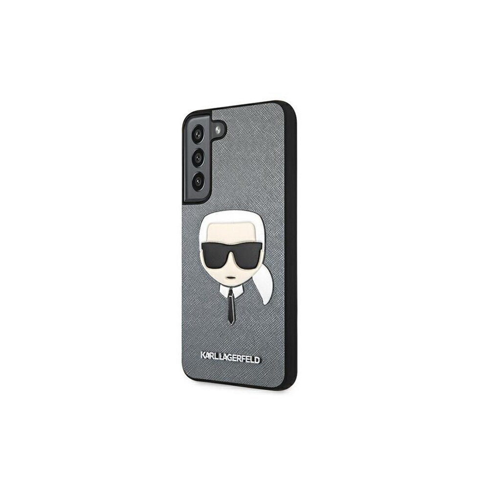Karl Lagerfeld case for Samsung Galaxy S22 Plus KLHCS22MSAKHSL hard case silver Saffiano Karl`s Head hind ja info | Telefonide kaitsekaaned ja -ümbrised | hansapost.ee
