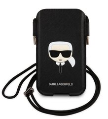 Karl Lagerfeld Head Saffiano PU Pouch S/M Black hind ja info | Telefonide kaitsekaaned ja -ümbrised | hansapost.ee