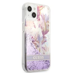 Guess Liquid Glitter Flower Case for iPhone 13 mini Purple hind ja info | Telefonide kaitsekaaned ja -ümbrised | hansapost.ee
