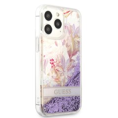 Guess Liquid Glitter Flower Case for iPhone 13 Pro Purple hind ja info | Telefonide kaitsekaaned ja -ümbrised | hansapost.ee