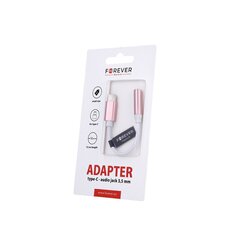 Forever adapter audio USB-C - jack 3,5mm pink hind ja info | Mobiiltelefonide kaablid | hansapost.ee