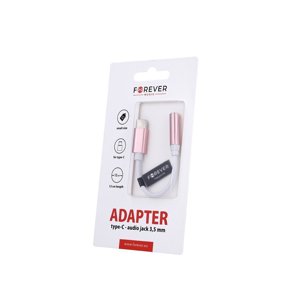 Forever adapter audio USB-C - jack 3,5mm pink цена и информация | Mobiiltelefonide kaablid | hansapost.ee