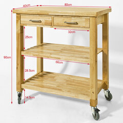 Кухонный шкафчик на колесиках SoBuy FKW24-N, коричневый цена и информация | Кухонные шкафчики | hansapost.ee