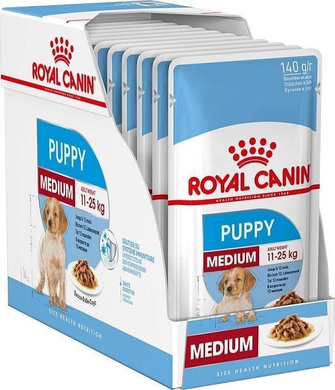 Royal Canin Karma SHN Medium Puppy koerte märgtoit, 10x140 g hind ja info | Koerakonservid | hansapost.ee