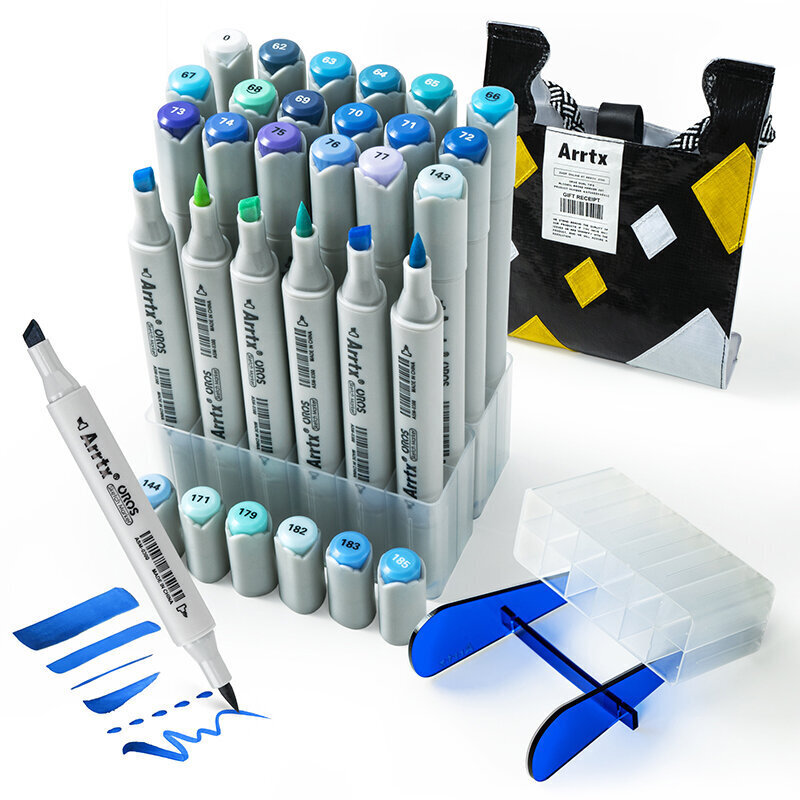 Kahepoolsed markerid-viltpliiatsid ARRTX Oros, 24 värvi, sinised värvid hind ja info | Kunstitarbed, voolimise tarvikud | hansapost.ee