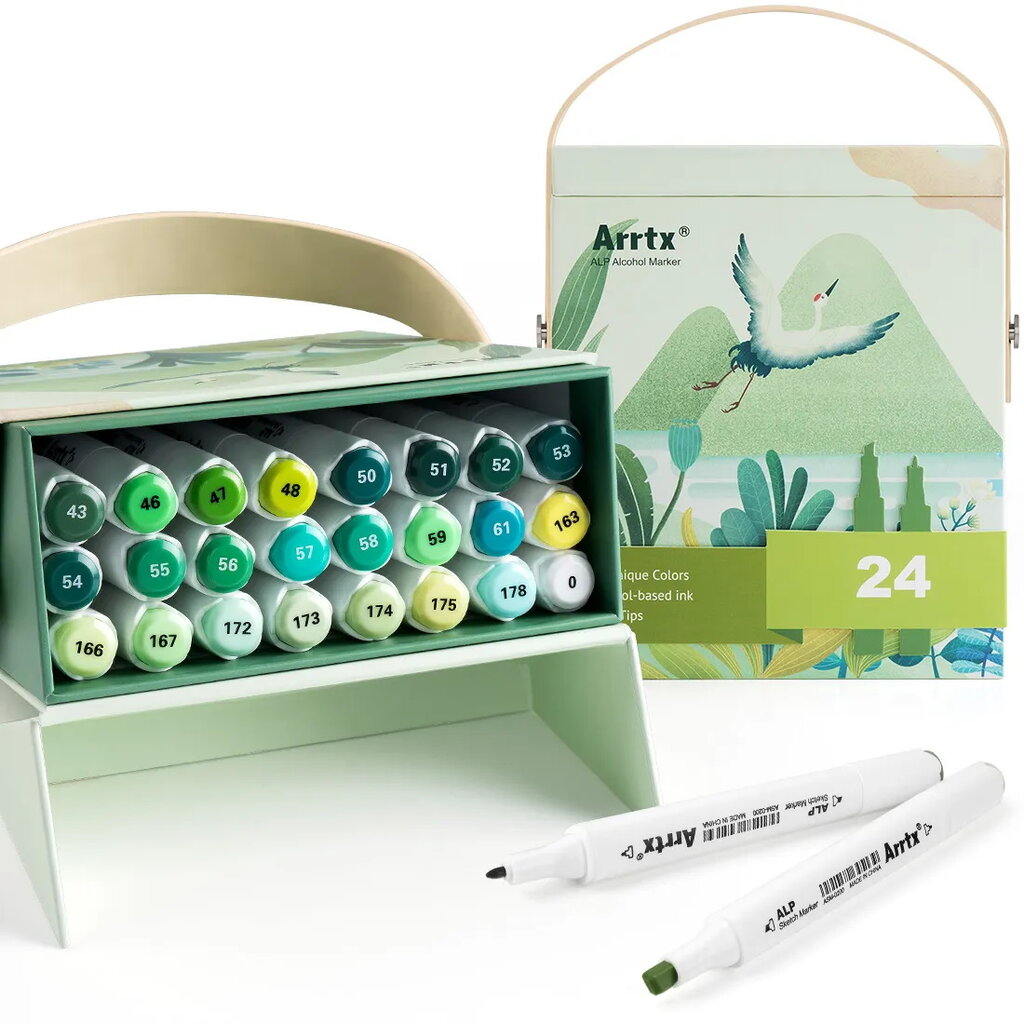 Kahepoolsed markerid-viltpliiatsid ARRTX Alp, 24 värvi hind ja info | Kunstitarbed, voolimise tarvikud | hansapost.ee