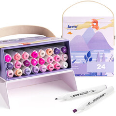 Kahepoolsed markerid-viltpliiatsid ARRTX Alp, 24 värvi, lillat tooni hind ja info | ARRTX Lastekaubad ja beebikaubad | hansapost.ee