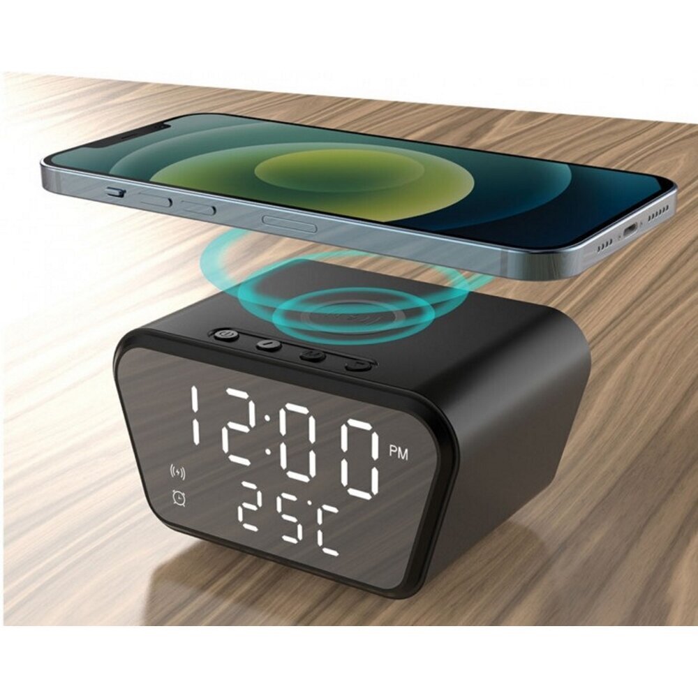 Rebeltec QI 10W W500 wireless charger with alarm clock hind ja info | Laadijad mobiiltelefonidele | hansapost.ee