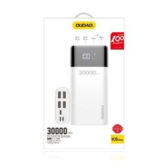 Внешний аккумулятор Dudao 4x USB 30000mAh LCD 4A белый (K8Max белый) цена и информация | Зарядные устройства Power bank | hansapost.ee