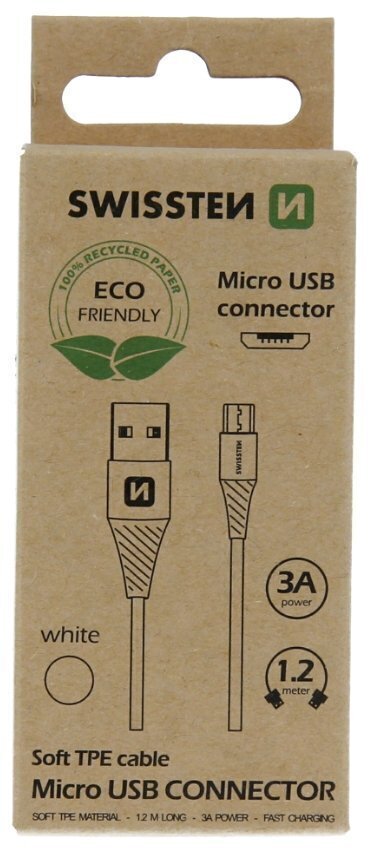 Swissten Eco Friendly 3A Micro USB, 1.2m hind ja info | Mobiiltelefonide kaablid | hansapost.ee