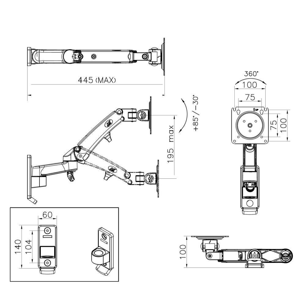 F150 17''-35'' (kuni 10 kg, VESA kuni 10*10sm) цена и информация | Monitori kinnitused | hansapost.ee