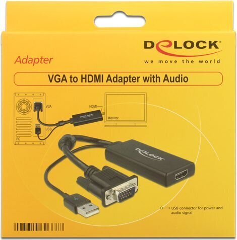 Delock 62668, VGA/HDMI цена и информация | Juhtmed ja kaablid | hansapost.ee