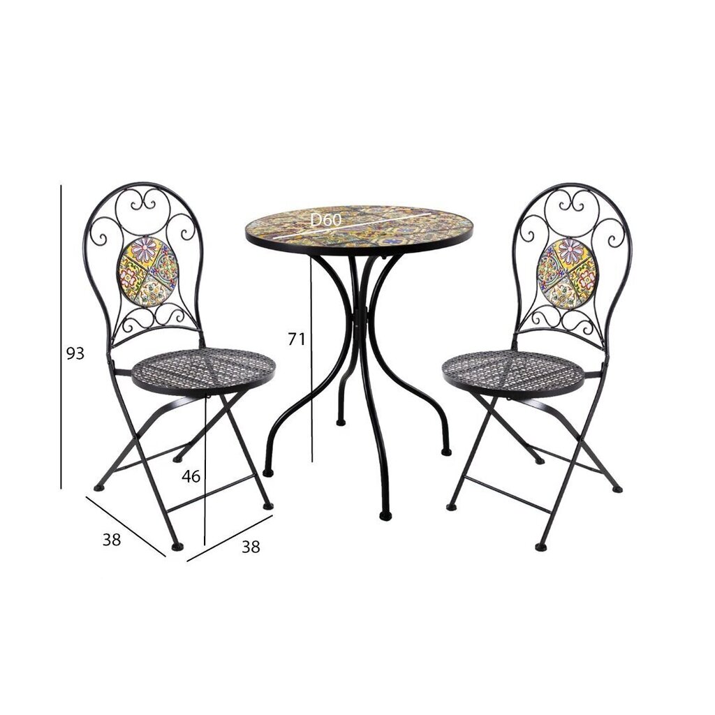 Rõdukomplekt MOROCCO laud ja 2 tooli (890897360), must hind ja info | Välimööbli komplektid | hansapost.ee