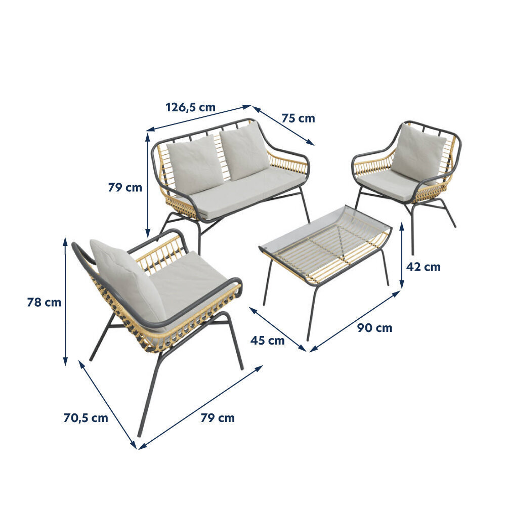 4-osaline välimööbli komplekt Selsey Firber, beež hind ja info | Välimööbli komplektid | hansapost.ee