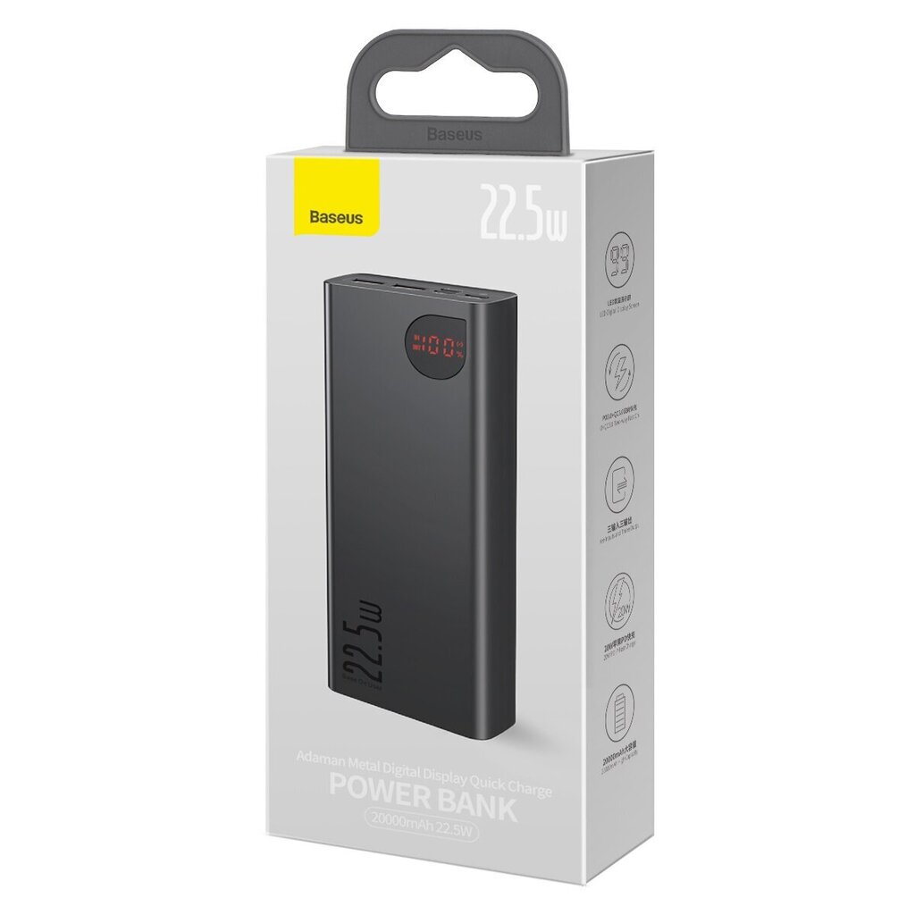 Powerbank Baseus Adaman Metal, 20000mAh, 22.5W (black) hind ja info | Akupangad | hansapost.ee