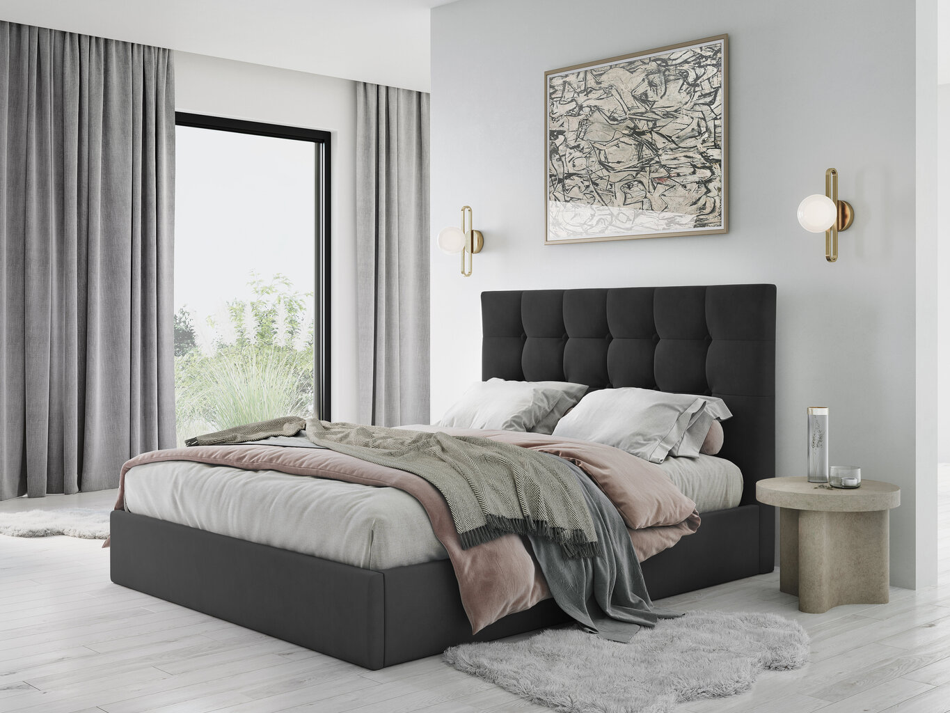 Voodi Micadoni Home Phaedra 160x200 cm, veluur, tumehall hind ja info | Voodid | hansapost.ee