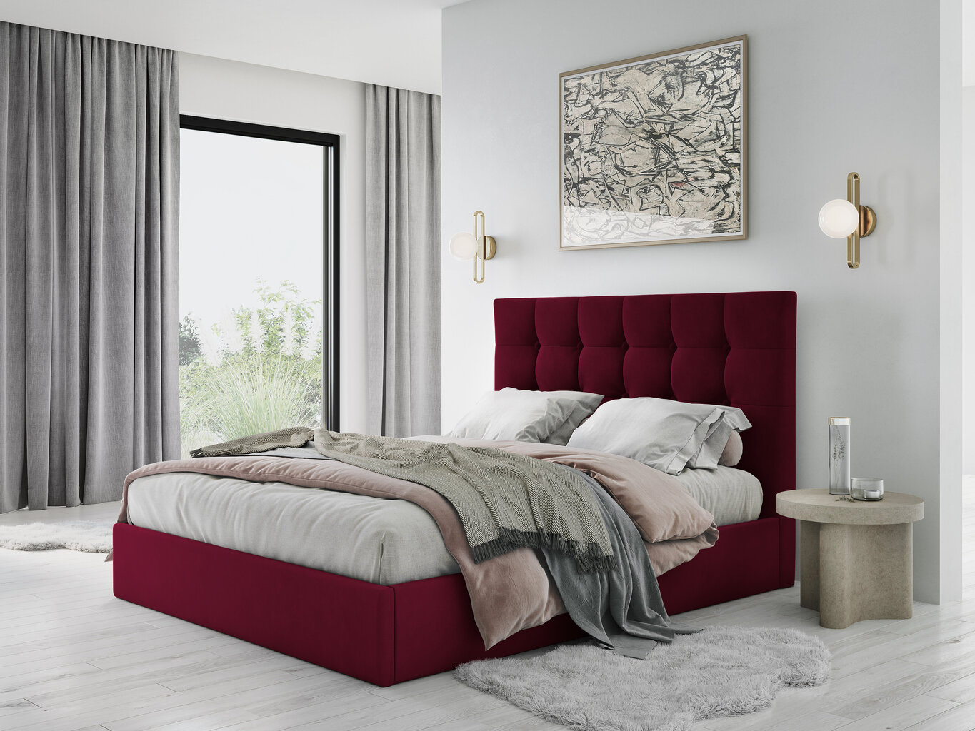 Voodi Micadoni Home Phaedra 160x200 cm, veluur, tumepunane hind ja info | Voodid | hansapost.ee