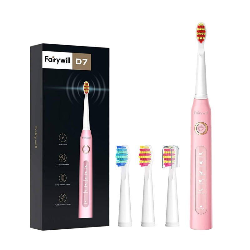 FairyWill Sonic toothbrush with head set 507 (pink) hind ja info | Elektrilised hambaharjad | hansapost.ee