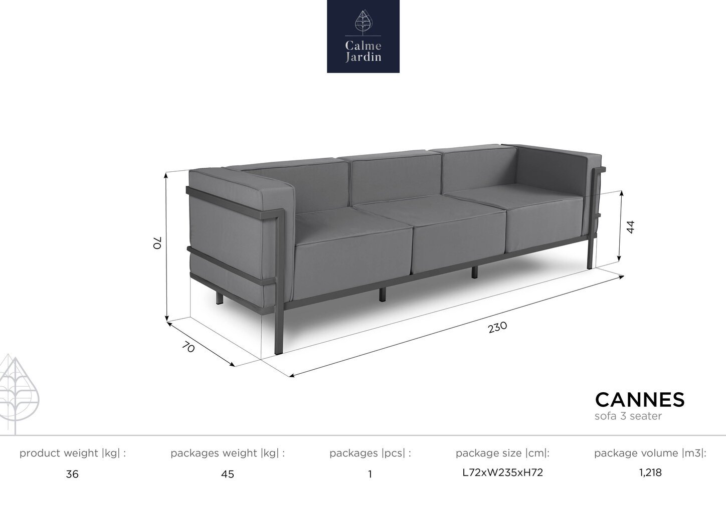 Kolmekohaline aiadiivan Calme Jardin Cannes, sinine/valge цена и информация | Aiatoolid, rõdutoolid | hansapost.ee