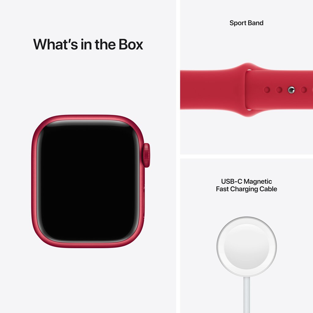 Apple Watch Series 7 GPS + Cellular, 45mm (PRODUCT)RED Aluminium Case with (PRODUCT)RED Sport Band - MKJU3EL/A цена и информация | Nutikellad, laste nutikellad | hansapost.ee