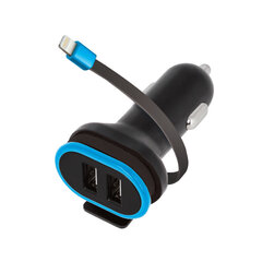 Адаптер Forever Dual USB car charger CC-02 3A with cable for iPhone 8-pin цена и информация | Зарядные устройства для телефонов | hansapost.ee