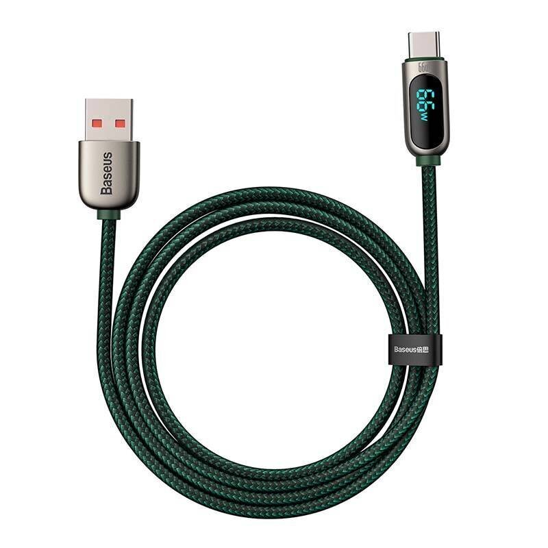 Baseus Display Cable USB to Type-C, 66W, 2m (green) hind ja info | Mobiiltelefonide kaablid | hansapost.ee