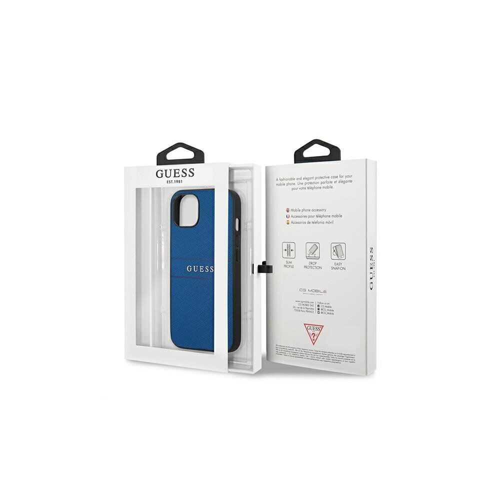 Guess case for iPhone 13 Mini 5,4'' GUHCP13SPSASBBL blue Saffiano Strap hind ja info | Telefonide kaitsekaaned ja -ümbrised | hansapost.ee