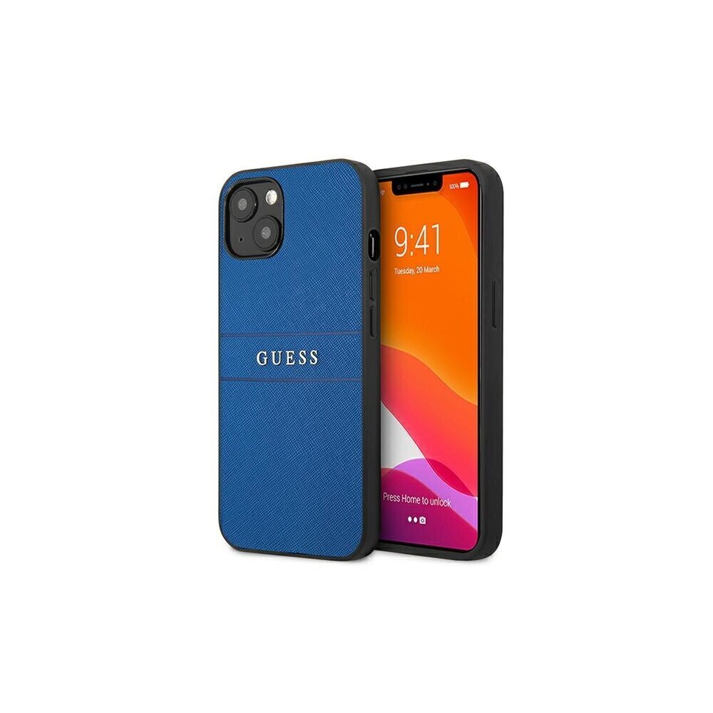 Guess case for iPhone 13 Mini 5,4'' GUHCP13SPSASBBL blue Saffiano Strap цена и информация | Telefonide kaitsekaaned ja -ümbrised | hansapost.ee