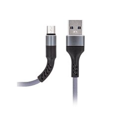 Maxlife MXUC-01 cable USB - microUSB 1,0 m 2A grey nylon hind ja info | Mobiiltelefonide kaablid | hansapost.ee