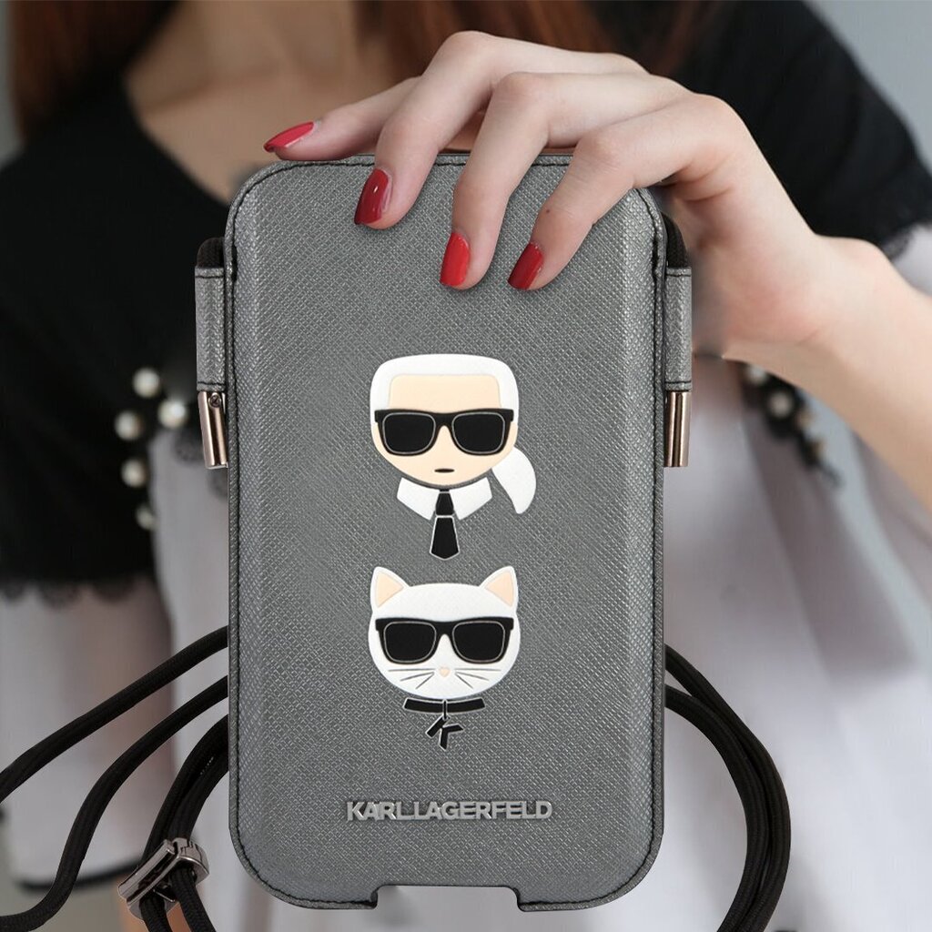 Karl Lagerfeld Choupette Head Saffiano PU Pouch S/M Black цена и информация | Telefonide kaitsekaaned ja -ümbrised | hansapost.ee