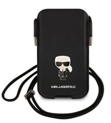 Karl Lagerfeld Saffiano Metal Logo PU Pouch L Black цена и информация | Чехлы для телефонов | hansapost.ee