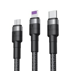 XO cable NB-Q191 3w1 USB - Lightning + USB-C + microUSB 1,2 m 40W black цена и информация | Кабели для телефонов | hansapost.ee