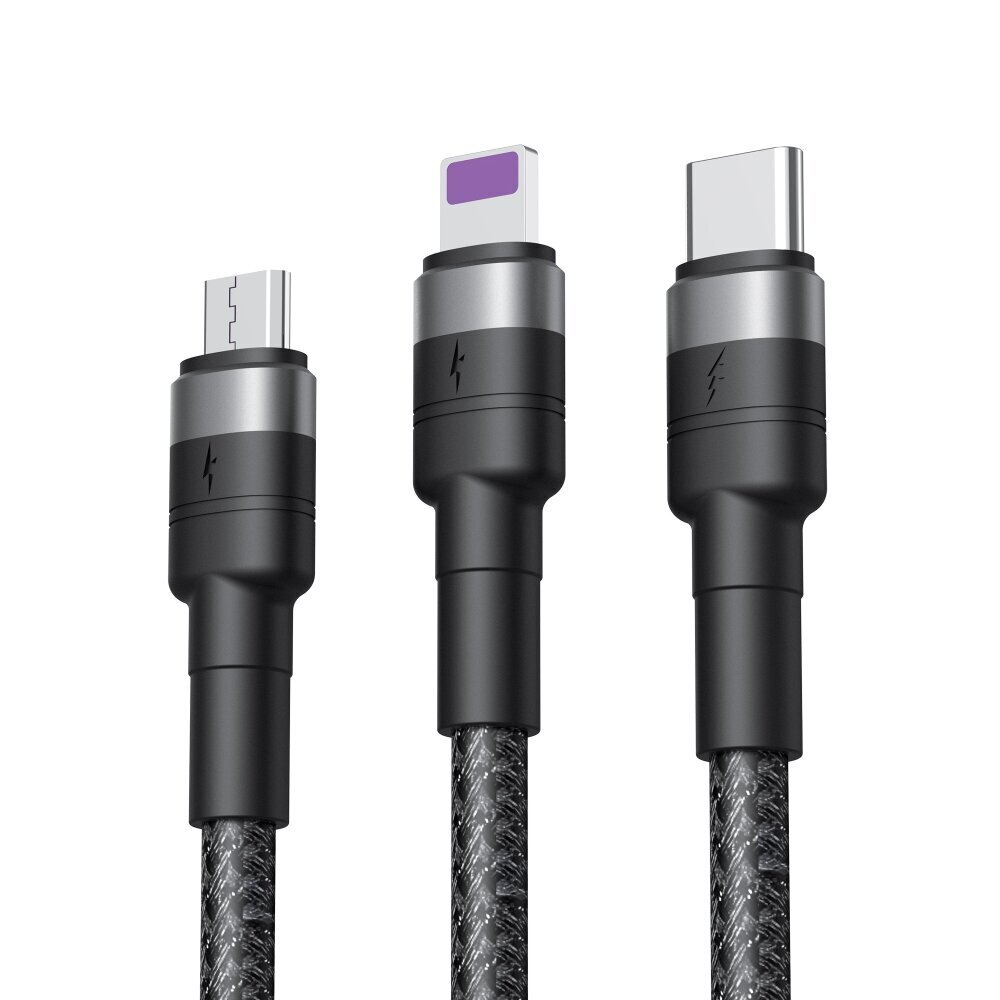 XO cable NB-Q191 3w1 USB - Lightning + USB-C + microUSB 1,2 m 40W black hind ja info | Mobiiltelefonide kaablid | hansapost.ee