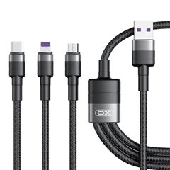 XO cable NB-Q191 3w1 USB - Lightning + USB-C + microUSB 1,2 m 40W black цена и информация | Кабели для телефонов | hansapost.ee