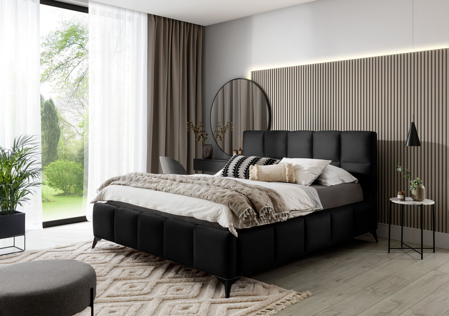 Voodi NORE Mist, 160x200 cm, must hind ja info | Voodid | hansapost.ee