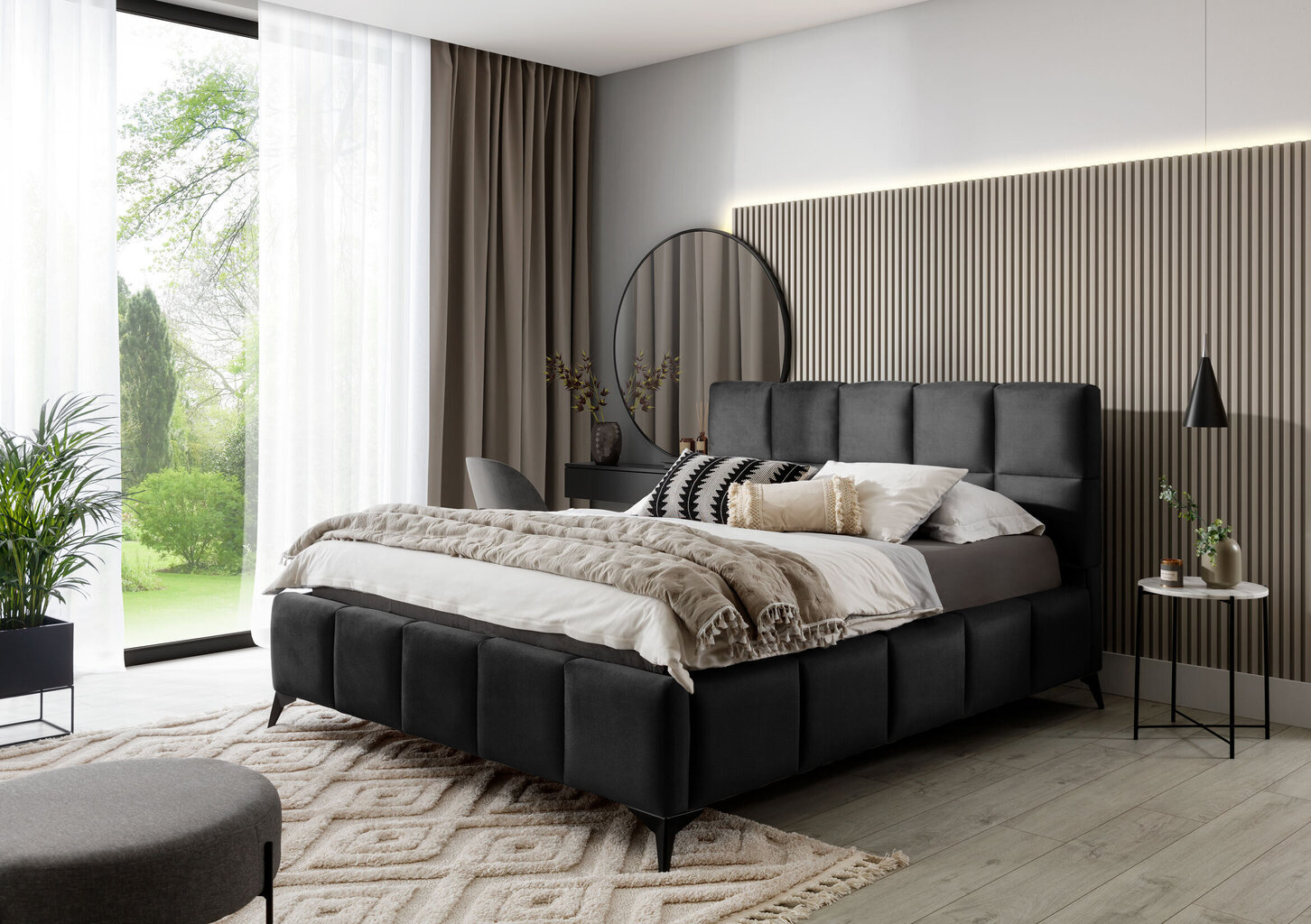 Voodi NORE Mist, 160x200 cm, must hind ja info | Voodid | hansapost.ee