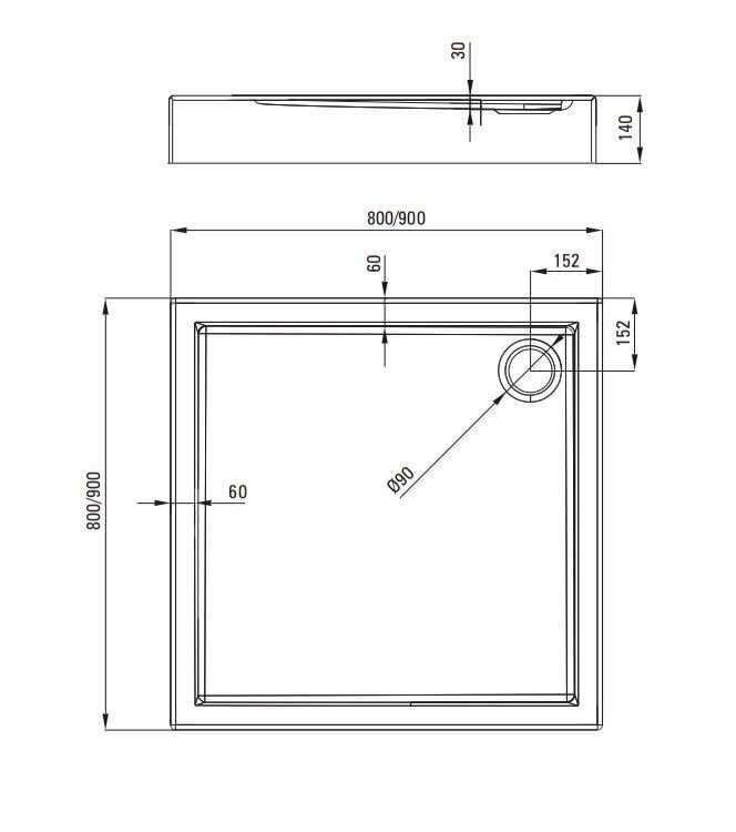 Deante kandiline dušialus Jasmin, 80x80, 90x90 cm hind ja info | Dušialused | hansapost.ee