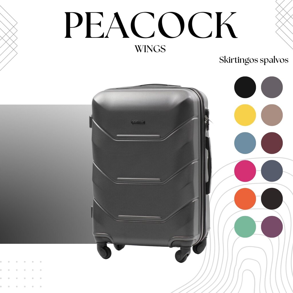 Keskmine kohver Wings Peacock, M, tumehall hind ja info | Kohvrid, reisikotid | hansapost.ee