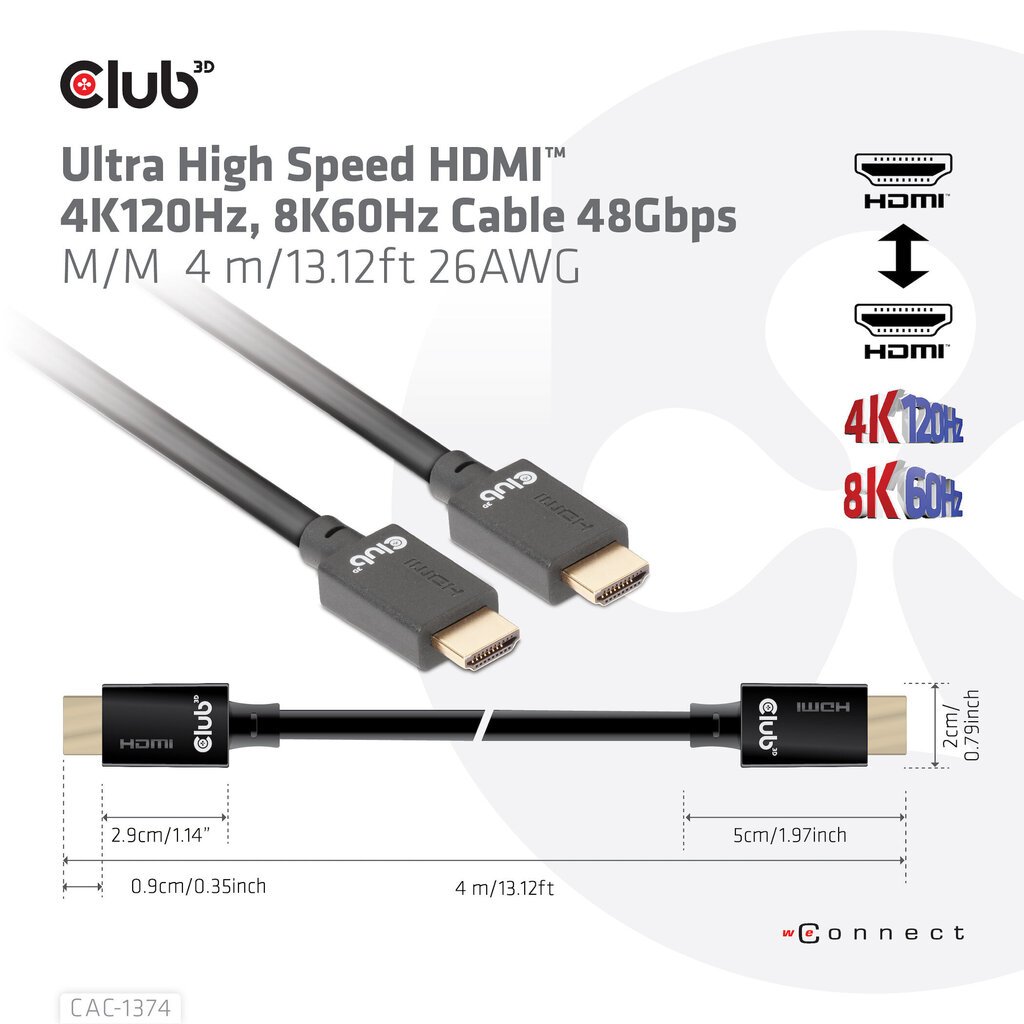 Club 3D CAC-1374, HDMI, 4 m hind ja info | Juhtmed ja kaablid | hansapost.ee
