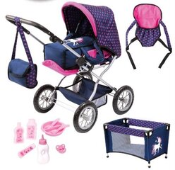 Коляска для куклы Dolls pram Combi Grande blue 15054AB/3 цена и информация | Игрушки для девочек | hansapost.ee