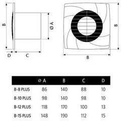 Ventilaator Cata B-12 Plus Timer hind ja info | Vannitoa ventilaatorid | hansapost.ee