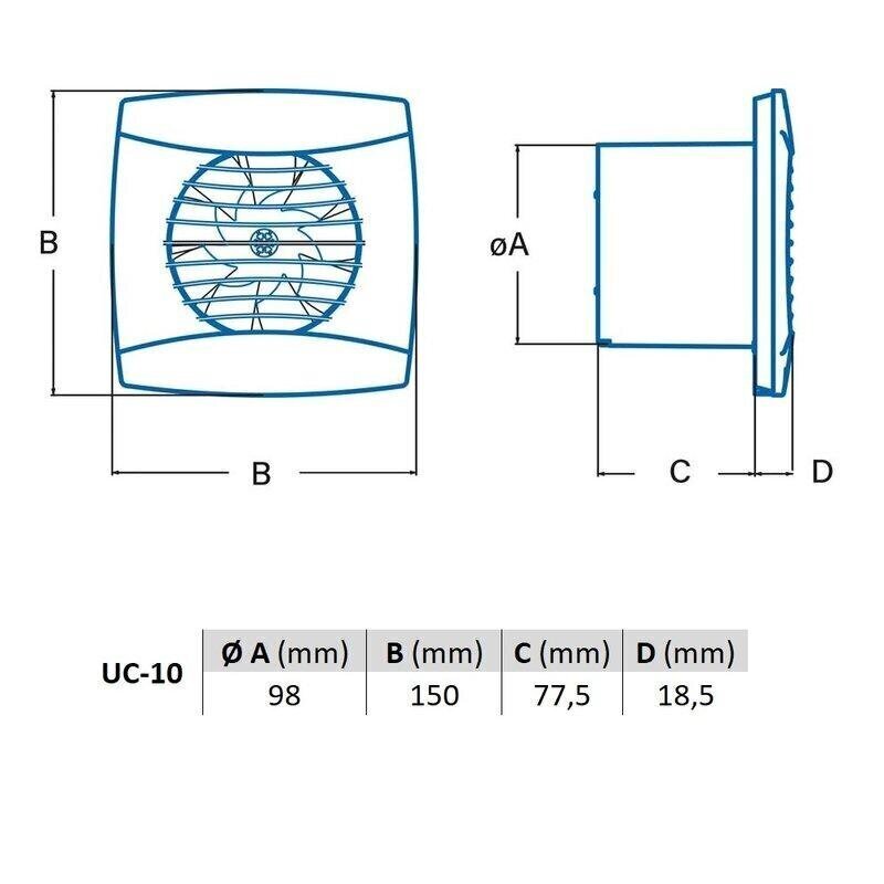 Ventilaator Cata UC-10 STD black цена и информация | Vannitoa ventilaatorid | hansapost.ee