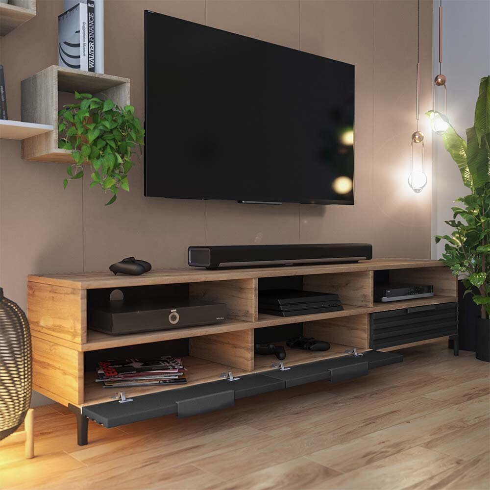 TV-laud Selsey Rikke 3D, pruun/must hind ja info | Televiisori alused | hansapost.ee
